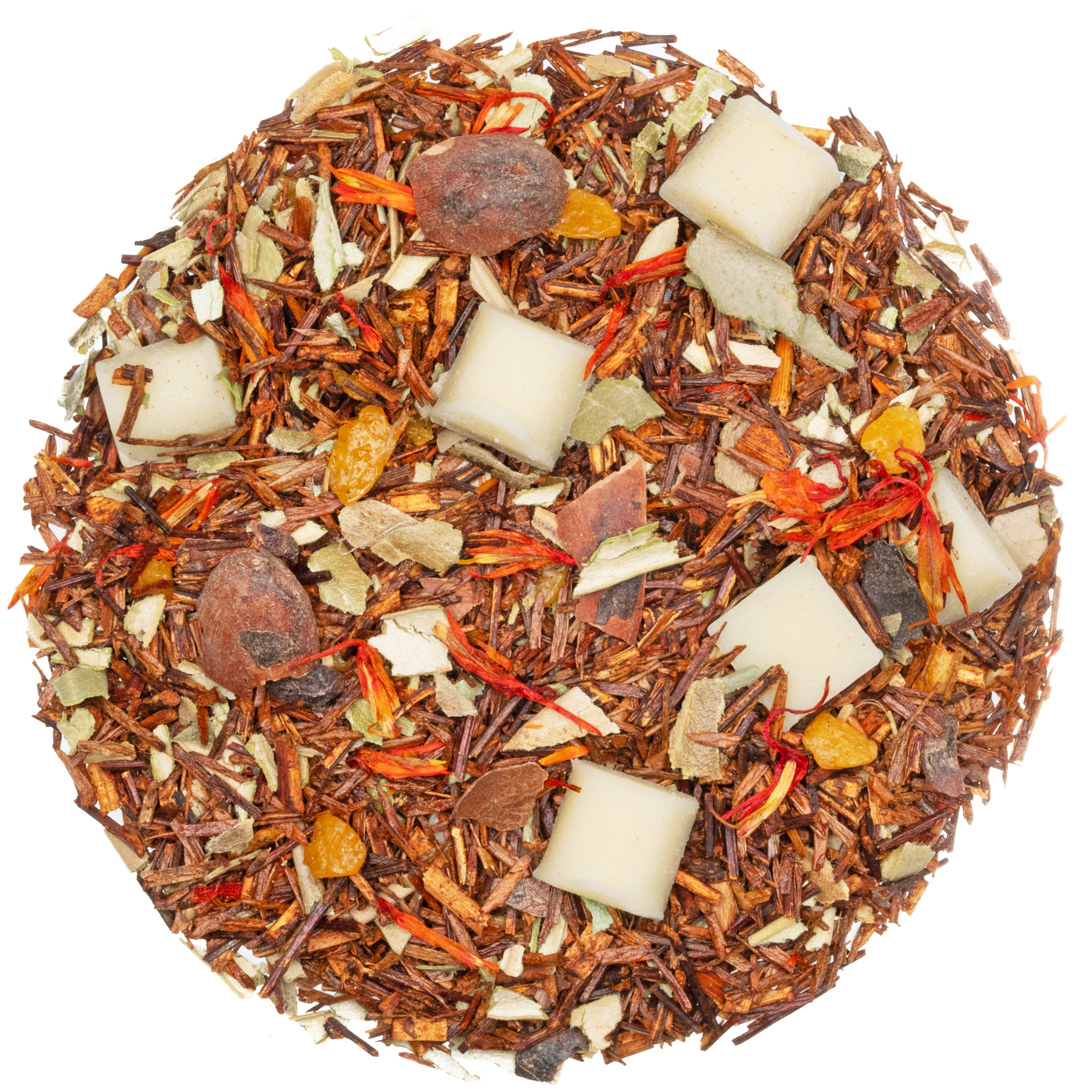 Weiße Schokolade Olive, Rooibos/ Kräutertee